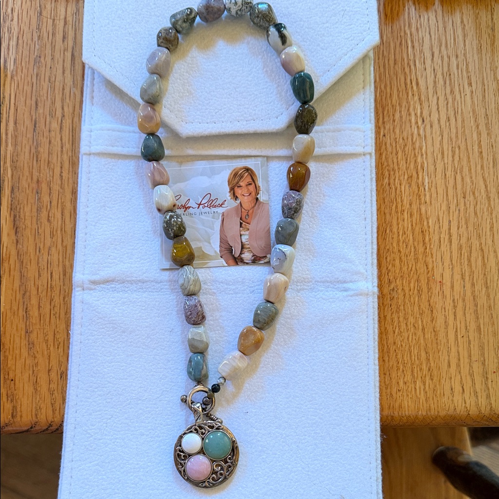 Carolyn Pollack Pastel Beaded Necklace With Silver Pendant 150$